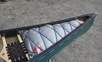 Air bags added to the end of a canoe