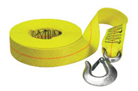yellow polyester winch strap from boat buckle