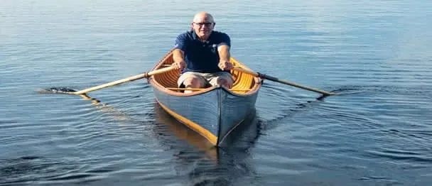rowing a canoe